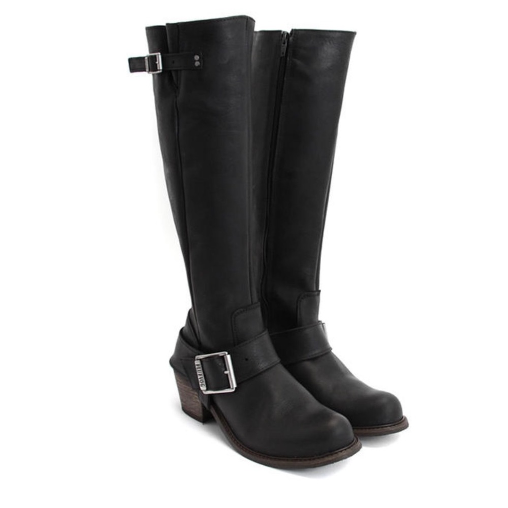 Adriana Luna John Fluevog tall black boots